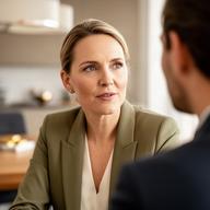 Vrouwelijke portefeuilleadviseur tijdens een persoonlijk gesprek in Zuid-Holland